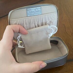 Neiman Marcus Cream and Silver Cosmetic Case